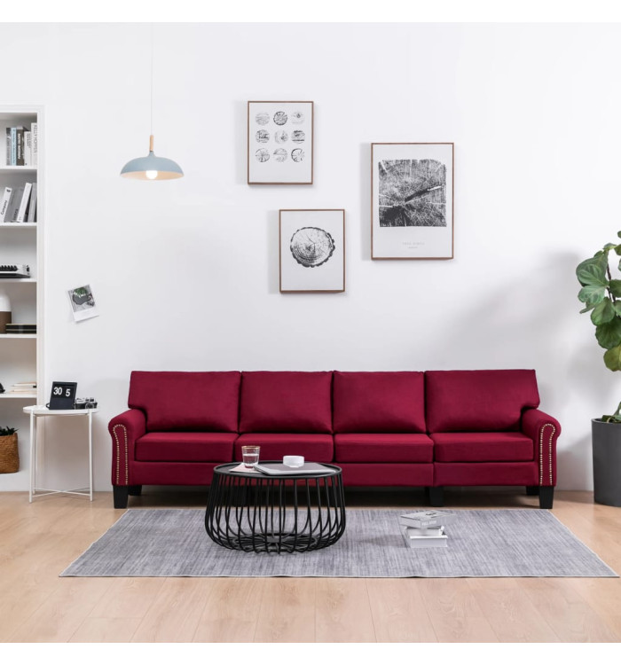 Canapé à 4 places Rouge bordeaux Tissu | Mobilier & Déco