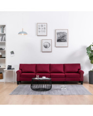Canapé à 4 places Rouge bordeaux Tissu | Mobilier & Déco