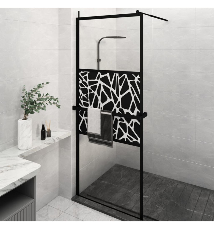 Paroi de douche avec étagère Noir 80x195 cm Verre ESGetAluminium | Mobilier & Déco