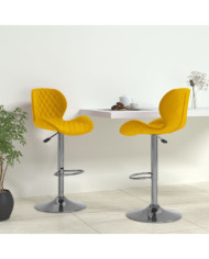 Tabourets de bar lot de 2 jaune moutarde velours | Mobilier & Déco