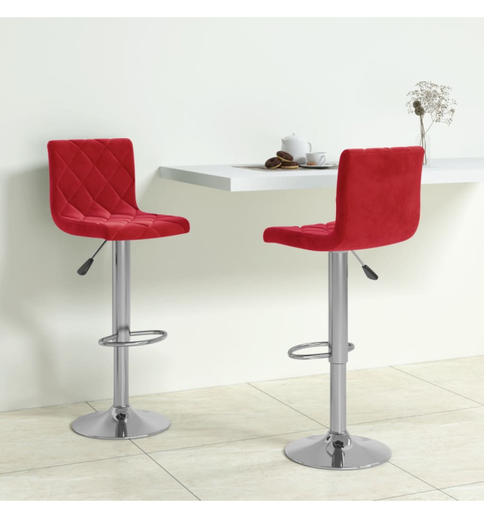 Tabourets de bar lot de 2 rouge bordeaux velours | Mobilier & Déco