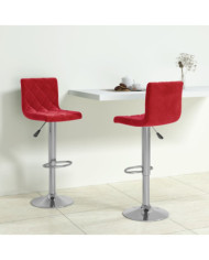Tabourets de bar lot de 2 rouge bordeaux velours | Mobilier & Déco