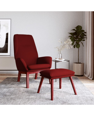 Chaise de relaxation avec repose-pied Rouge bordeaux Tissu | Mobilier & Déco