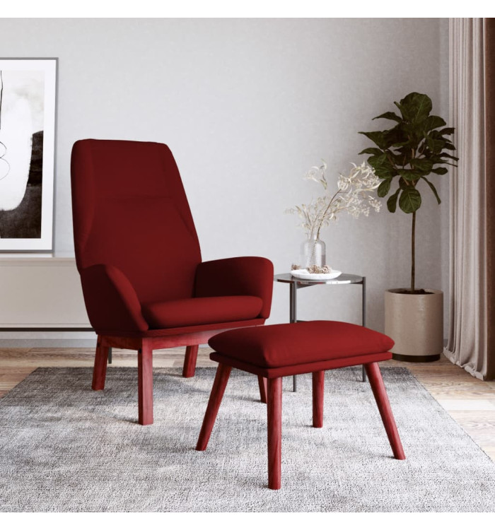 Chaise de relaxation avec repose-pied Rouge bordeaux Tissu | Mobilier & Déco