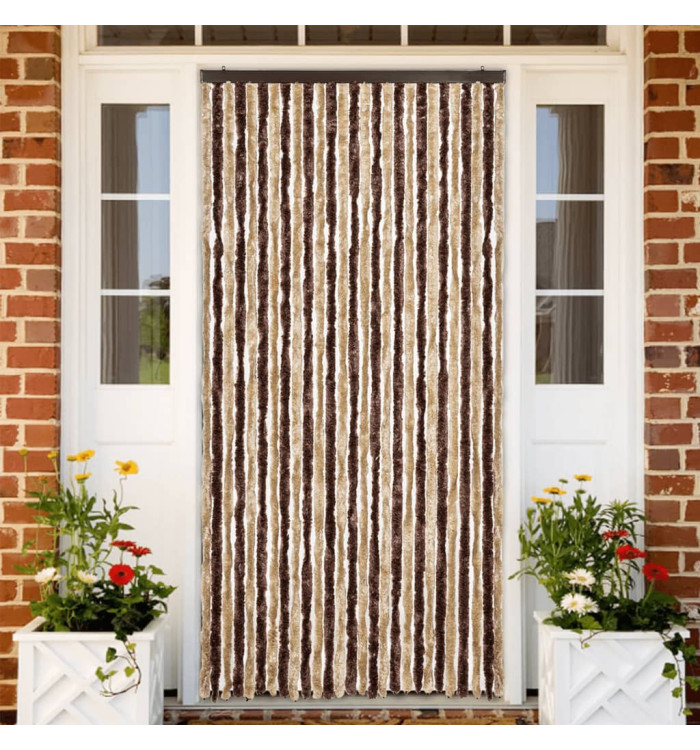 Moustiquaire beige et marron clair 118x220 cm chenille | Mobilier & Déco