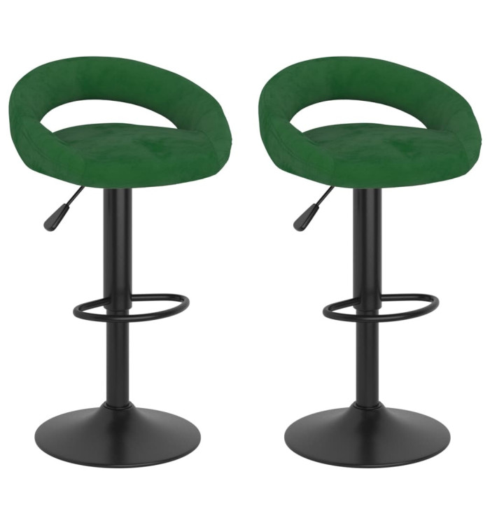 Tabourets de bar lot de 2 vert foncé velours | Mobilier & Déco