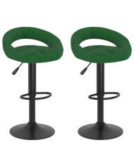Tabourets de bar lot de 2 vert foncé velours | Mobilier & Déco