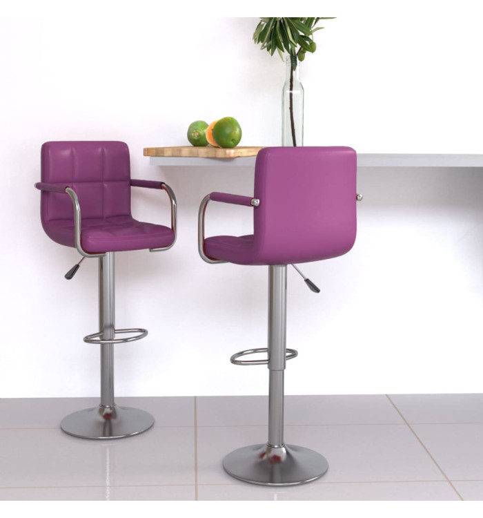 Tabourets de bar lot de 2 violet similicuir | Mobilier & Déco