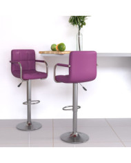 Tabourets de bar lot de 2 violet similicuir | Mobilier & Déco