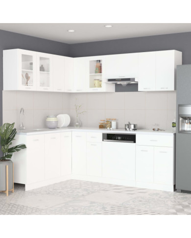 Ensemble de meubles de cuisine 11 pcs Blanc Aggloméré | Mobilier & Déco