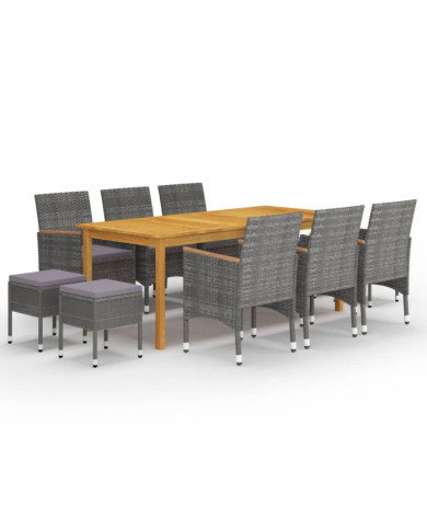 Ensemble à manger de jardin 11 pcs Gris | Mobilier & Déco