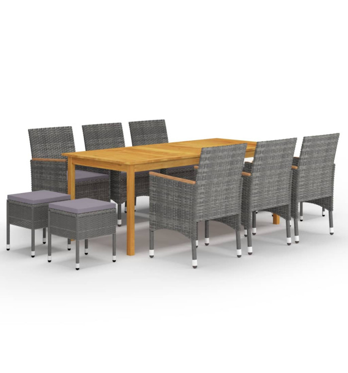 Ensemble à manger de jardin 11 pcs Gris | Mobilier & Déco