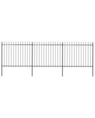Clôture de jardin avec dessus en lance Acier 5,1 x 1,5 m Noir | Mobilier & Déco