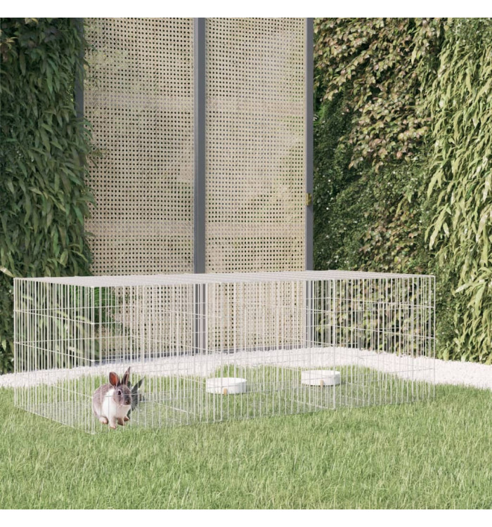 Cage à lapin 3 panneaux 163x79x54 cm Fer galvanisé | Mobilier & Déco