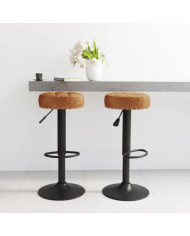 Tabourets de bar lot de 2 marron velours | Mobilier & Déco