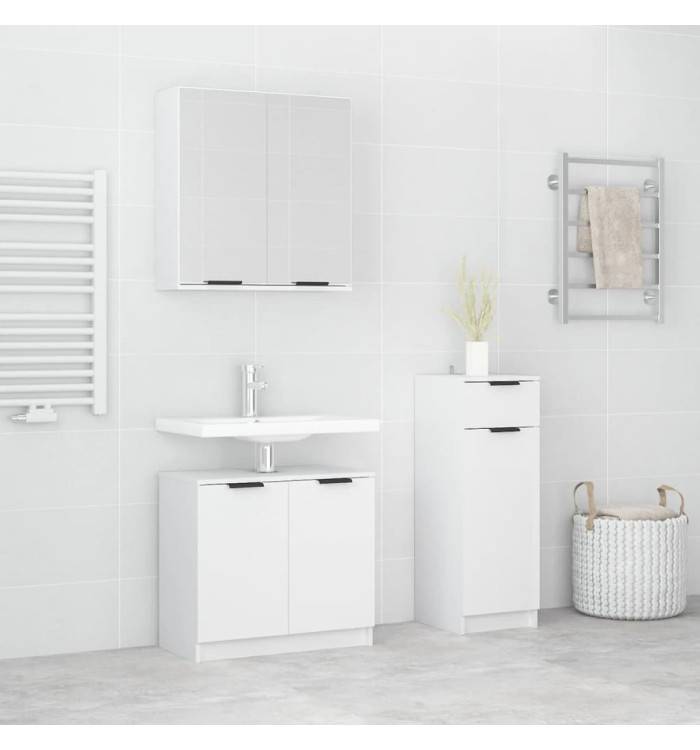Ensemble d'armoires salle de bain 3 pcs blanc bois d'ingénierie | Mobilier & Déco