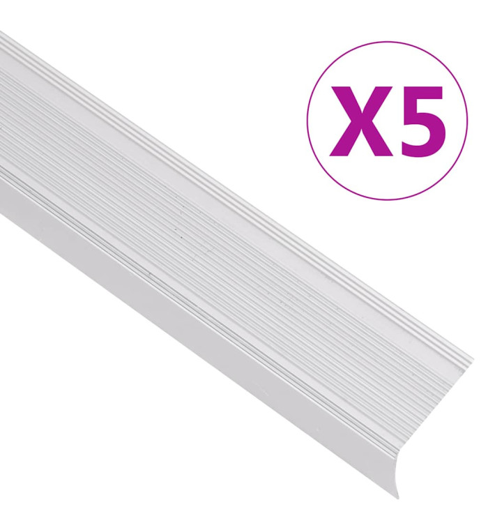 Nez de marche forme en L 5 pcs aluminium 100 cm argenté | Mobilier & Déco
