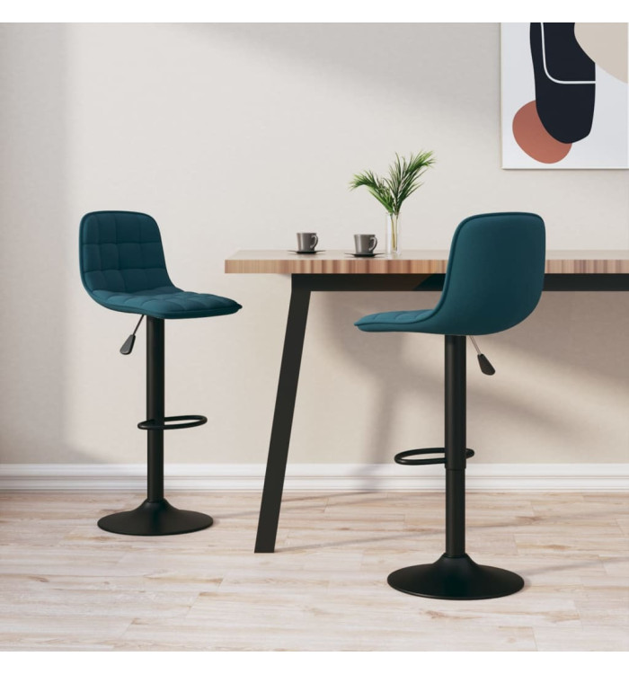 Tabourets de bar lot de 2 bleu velours | Mobilier & Déco