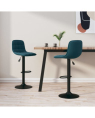 Tabourets de bar lot de 2 bleu velours | Mobilier & Déco