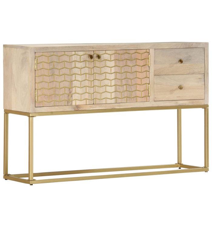 buffet doré 120x30x75 cm bois de manguier massif | Mobilier & Déco