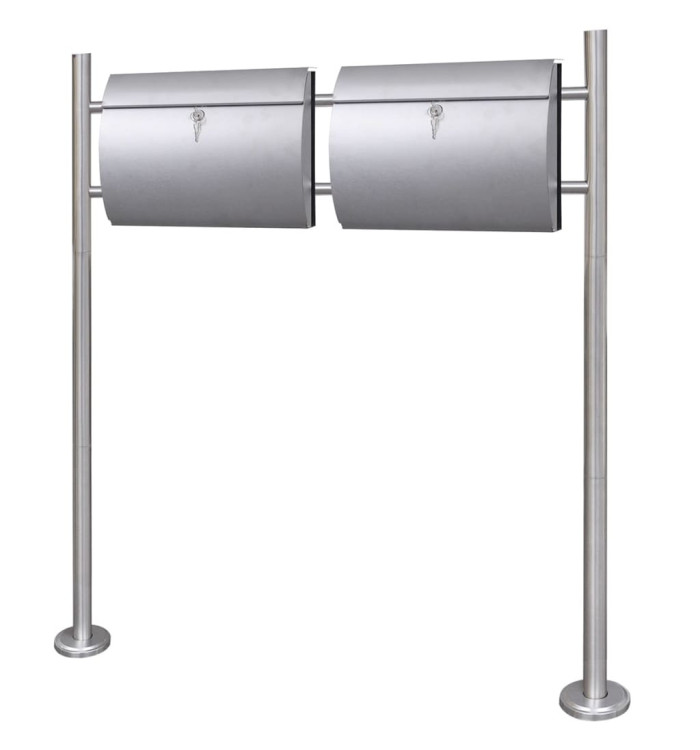 Double boîte à lettre sur support en acier inoxydable | Mobilier & Déco