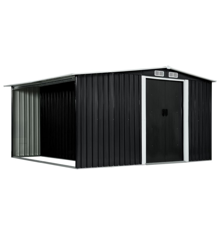 Abri de jardin avec portes Anthracite 329,5x312x178 cm Acier | Mobilier & Déco