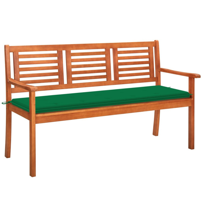 Banc de jardin 3 places avec coussin 150 cm Bois d'eucalyptus | Mobilier & Déco