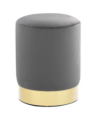 Tabouret Gris foncé et doré Velours | Mobilier & Déco