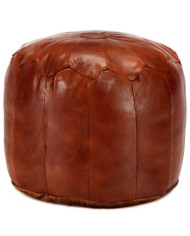 Pouf 40 x 35 cm Brun roux Cuir véritable de chèvre | Mobilier & Déco