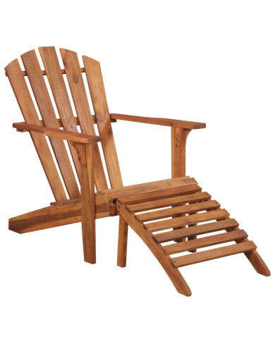Chaise de jardin Adirondack et repose-pied Bois d'acacia massif | Mobilier & Déco