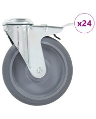 24 pcs Roulettes pivotantes à trou de boulon 125 mm | Mobilier & Déco