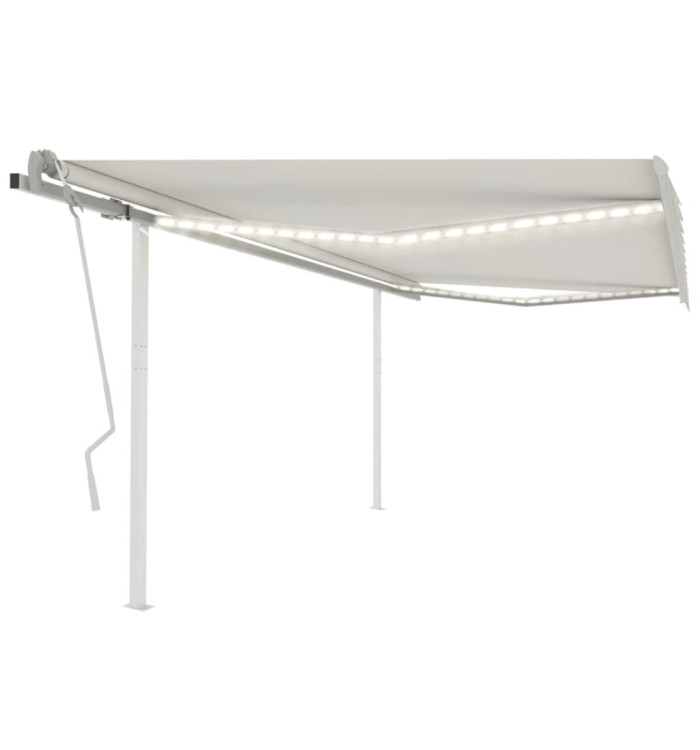 Auvent manuel rétractable avec LED 4,5x3 m Crème | Mobilier & Déco