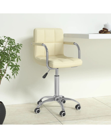 Chaise pivotante de bureau Crème Tissu | Mobilier & Déco