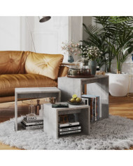 Tables gigognes 3 pcs Gris béton Aggloméré | Mobilier & Déco