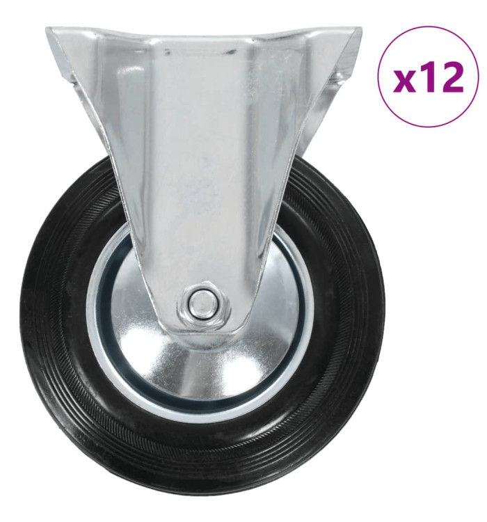 12 pcs Roulettes fixes 160 mm | Mobilier & Déco