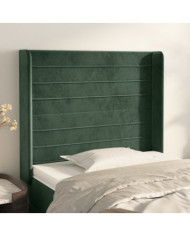 Tête de lit avec oreilles Vert foncé 93x16x118/128 cm Velours | Mobilier & Déco