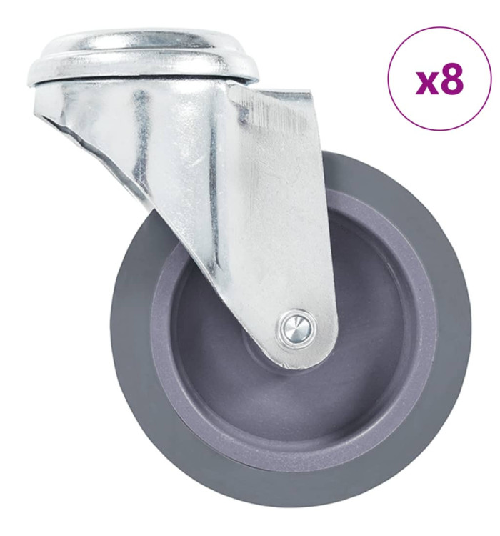 8 pcs Roulettes pivotantes à trou de boulon 75 mm | Mobilier & Déco