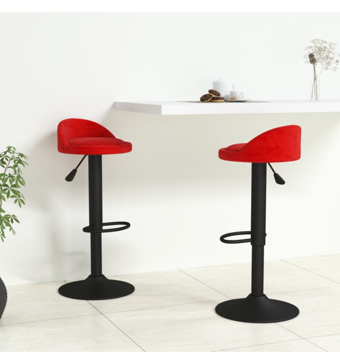 Tabourets de bar lot de 2 rouge bordeaux velours | Mobilier & Déco