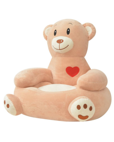 Chaise pour enfants en peluche ours Marron | Mobilier & Déco