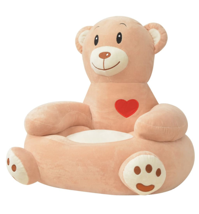 Chaise pour enfants en peluche ours Marron | Mobilier & Déco