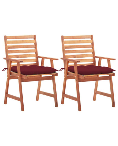 Chaises à manger d'extérieur lot de 2 et coussins Acacia massif | Mobilier & Déco