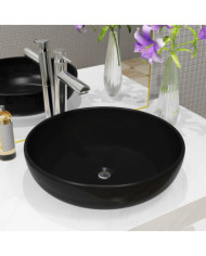 Lavabo rond céramique noir 42x12 cm | Mobilier & Déco