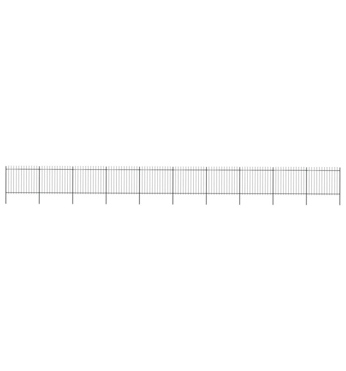 Clôture de jardin avec dessus en lance Acier 17 x 1,5 m Noir | Mobilier & Déco