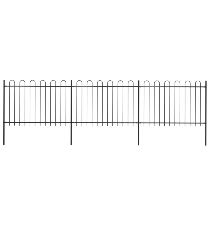 Clôture de jardin avec dessus en cerceau Acier 5,1 x 1,2 m Noir | Mobilier & Déco