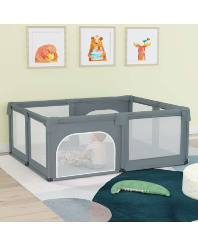 Parc pour bébé avec 2 portes Gris clair Tissu Oxford | Mobilier & Déco