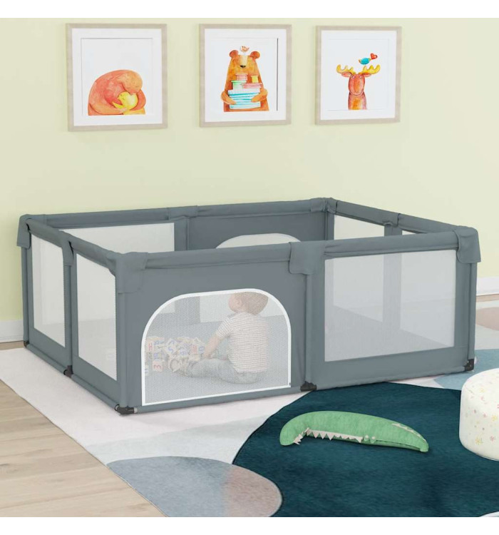Parc pour bébé avec 2 portes Gris clair Tissu Oxford | Mobilier & Déco