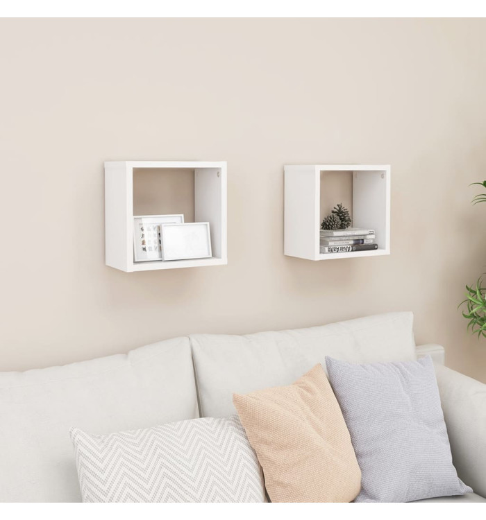 Étagères cube murales 2 pcs Blanc 26x15x26 cm | Mobilier & Déco