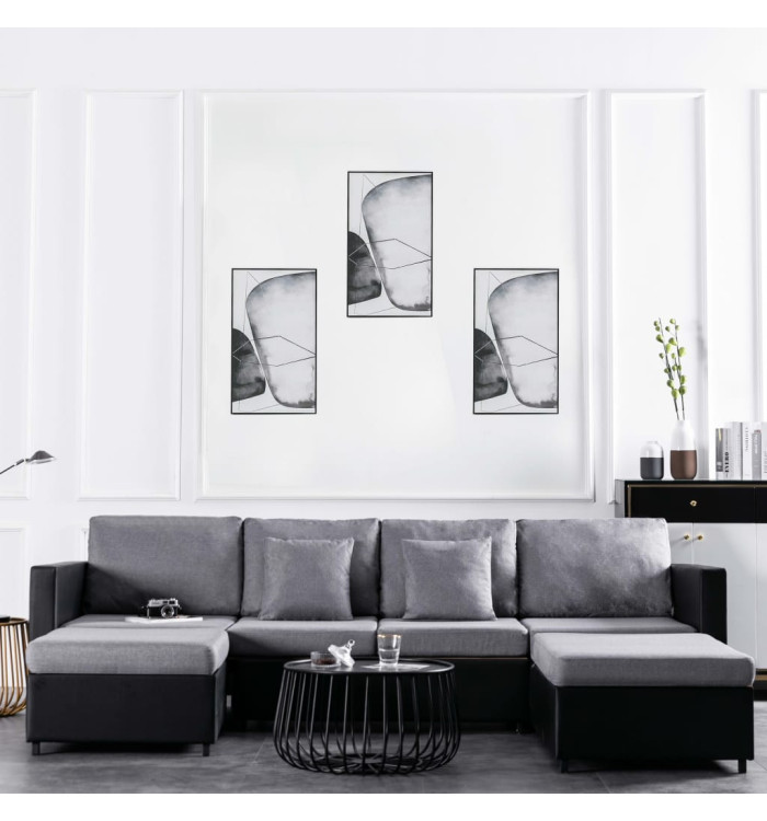 Canapé-lit extensible à 4 places similicuir noir | Mobilier & Déco