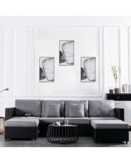 Canapé-lit extensible à 4 places similicuir noir | Mobilier & Déco