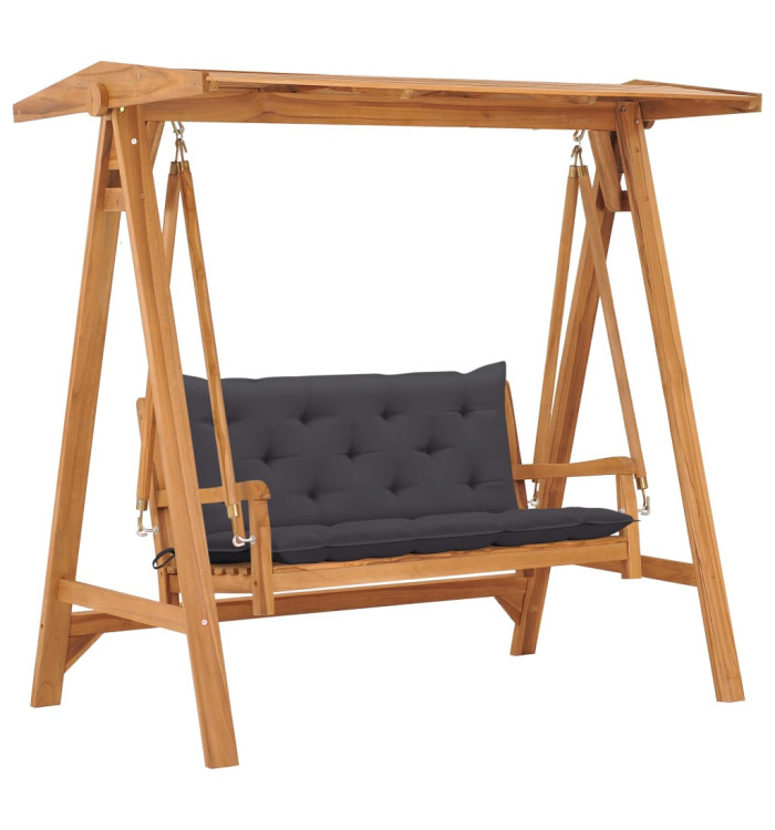 Balancelle avec coussin anthracite 170 cm Bois de teck solide | Mobilier & Déco